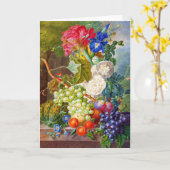 花、果実スチルライフウォーターカラーby Jan van Os カード (黄色い花)