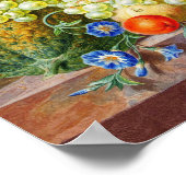 花、果実スチルライフウォーターカラーby Jan van Os ポスター (角)