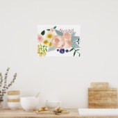 花・果実・水葉色のポスター ポスター (キッチン)