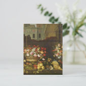 花、果実、貝殻を持つ静物生活 ポストカード (スタンド正面)