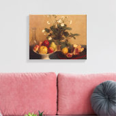 花、果物とカラフの皿， 1865 キャンバスプリント (インサイチュ (リビング))