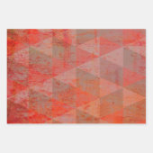 花、格子状および幾何学模様 |暖色 ラッピングペーパーシート (正面3)