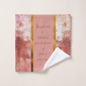 花(桃・金ゴールド)バスタオオルセット バスタオルセット (ウォッシュタオル)