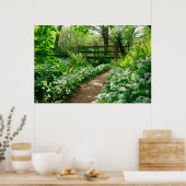 花 |森の白い野草 ポスター (キッチン)