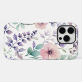 花、植物パターン、パステルカラー iPhoneケース (裏面横)