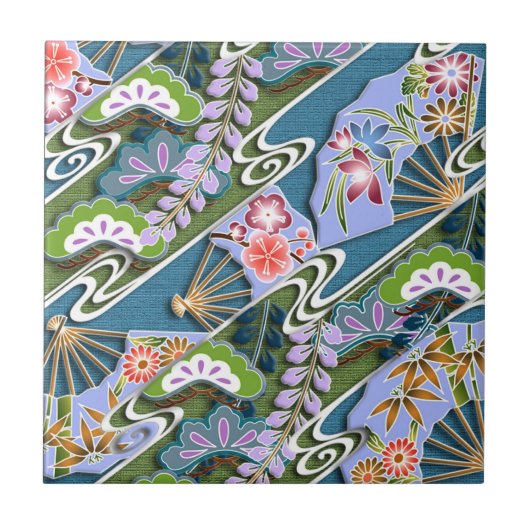 花、植物、ファン タイル (正面)