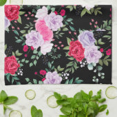 花 – 様々シンプルな色 キッチンタオル (折り畳み)