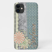 花、水玉模様、レース（緑） Case-Mate iPhoneケース (裏面)