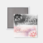 花 – 清潔または汚い マグネット (正面/裏面)