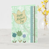 花、点、ストライプ カード (黄色い花)