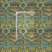 花，牡丹と竜，黄色の茶色の灰色 ファブリック (タイル)