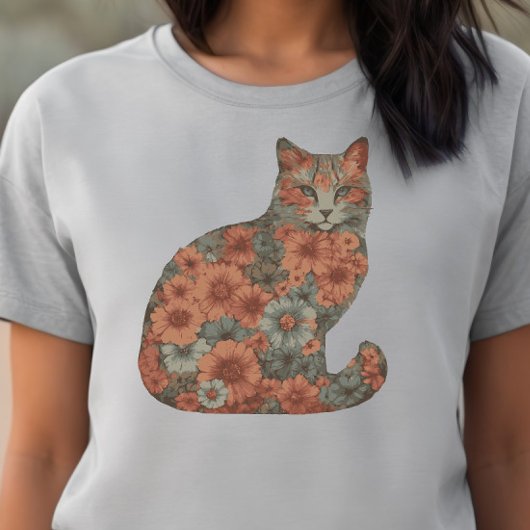花・猫・花猫・花・猫 Tシャツ