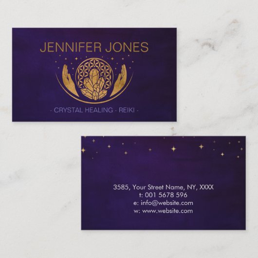 花 – 癒しの結晶ビジネスカード 名刺 (正面/裏面)