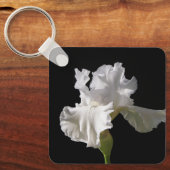 花 |白いアイリス キーホルダー (正面)