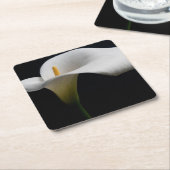 花 |白いカラリリー スクエアペーパーコースター (アングル)