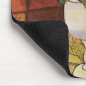 花、白いガラスのアネモネのつぼ マウスパッド (コーナー)