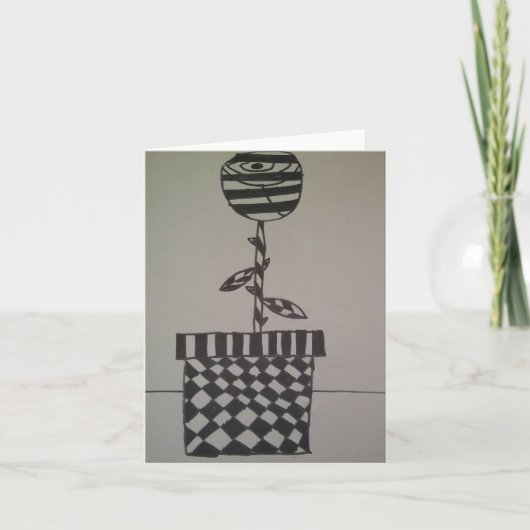 花（白と黒）、ノートカード カード (正面)