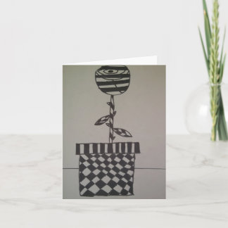 花（白と黒）、ノートカード カード