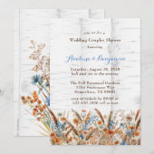 花 白樺の木 ウェディング カップル シャワーの背景 招待状 (正面/裏面)