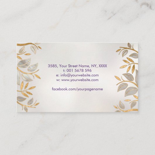 花 – 真珠と金ゴールド 名刺 (裏面)