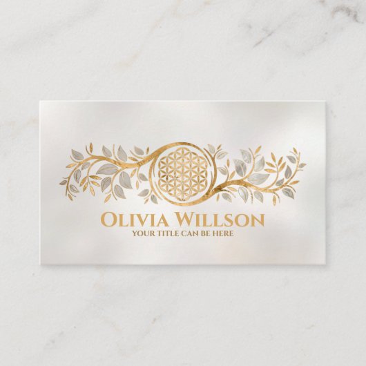 花 – 真珠と金ゴールド 名刺 (正面)