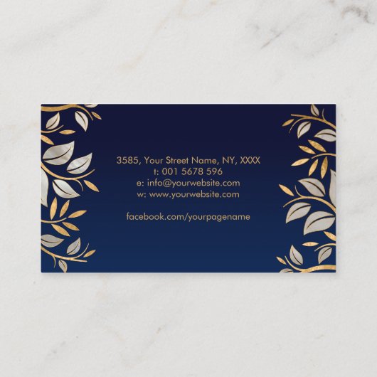 花 – 真珠と金ゴールド 名刺 (裏面)