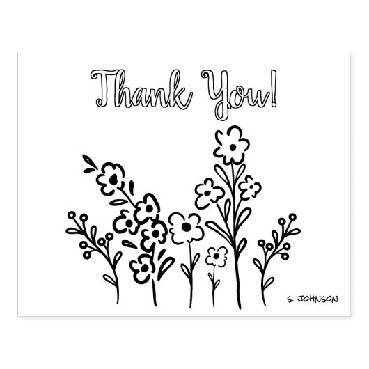 花+着色または着色のスタンプ絵画ありがとう ラバースタンプ (インプリント)