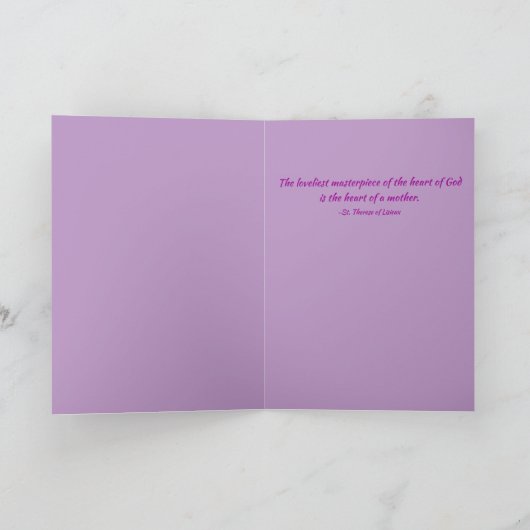 花、神のハート引用文母の日 カード (内部)