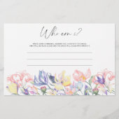 花 – 私は誰ブライダルシャワーゲーム 便箋 (正面)