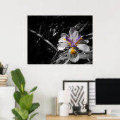 花 – 紫色の黄色（白） ポスター (ホームオフィス)