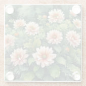 花 緑 エレガント 水彩 ガラスコースター (裏面)