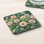 花 緑 エレガント 水彩 コースター (左側)
