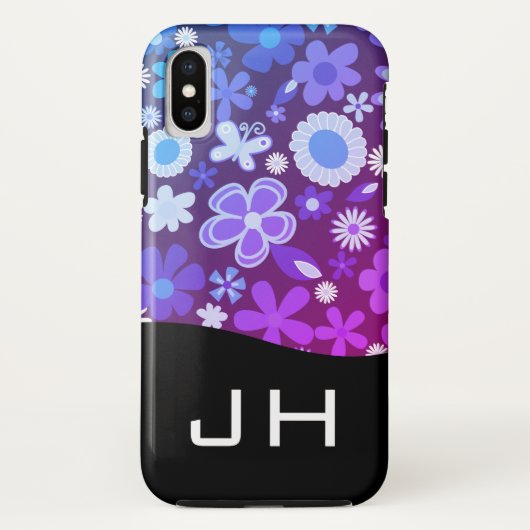 花 自然 パターン 紫 モノグラム Case-Mate iPhoneケース (裏面)