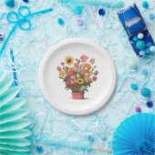花、花束、植木鉢 ペーパープレート (パーティー)