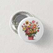 花、花束、花瓶 缶バッジ (正面&裏面)