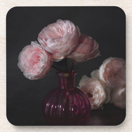 花 |花瓶淡い色のにピンクの牡丹 コースター (正面)