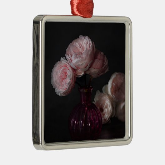 花 |花瓶淡い色のにピンクの牡丹 メタルオーナメント (右)