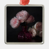 花 |花瓶淡い色のにピンクの牡丹 メタルオーナメント (正面)