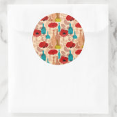 花、花瓶、ボトル模様 ラウンドシール (バッグ)