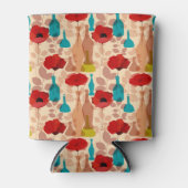 花、花瓶、ボトル模様 缶クーラー (正面)