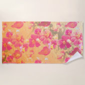 花，花，バラ，銀，オレンジ，金ゴールド，コロ ビーチタオル (正面)