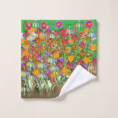 花 花 花 緑 バスタオルセット (ウォッシュタオル)