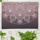 花、葉フローラ、ピンクの白レースの曼荼羅 キッチンタオル (折り畳み)