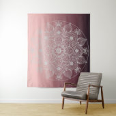 花、葉フローラ、ピンクの白レースの曼荼羅 タペストリー (インサイチュ)