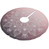 花、葉フローラ、ピンクの白レースの曼荼羅 ブラッシュドポリエステルツリースカート (アングル)