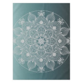 花、葉、ホワイトレースフローラティール（緑がかった色） テーブルクロス (正面)