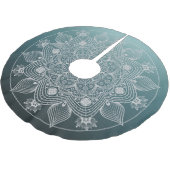 花、葉、ホワイトレースフローラティール(緑がかった色) ブラッシュドポリエステルツリースカート (アングル)