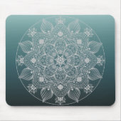 花、葉、ホワイトレースフローラティール（緑がかった色） マウスパッド (正面)
