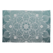 花、葉、ホワイトレースフローラティール（緑がかった色） 枕カバー (裏面-左)