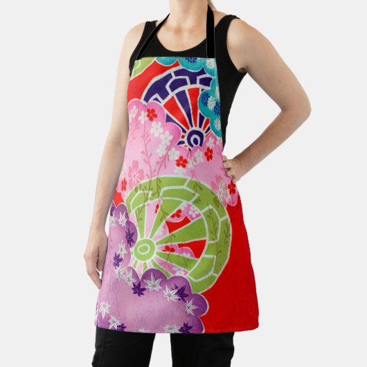 花，葉，輪模様，日本のデザイン エプロン (インサイチュ)